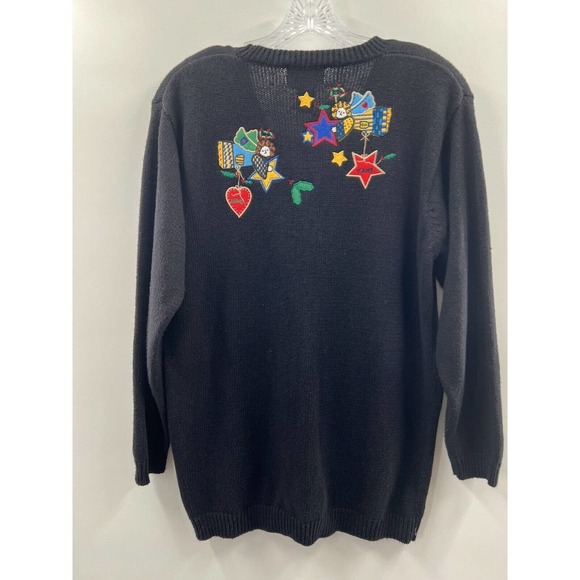 The Quacker Factory Women’s Long Sleeve Cotton/Ramie Black Appliquéd Cardigan S - Picture 6 of 7